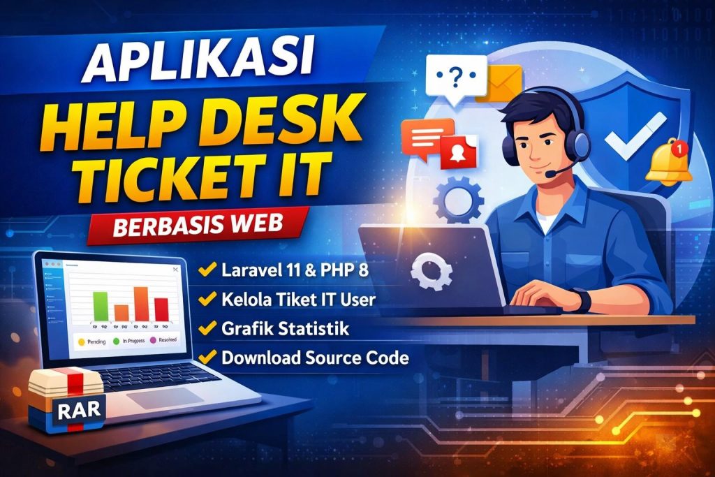 Source Code Aplikasi Help Desk Ticket IT Berbasis Web (Laravel 11) – Sistem Manajemen Tiket IT Modern V1.1