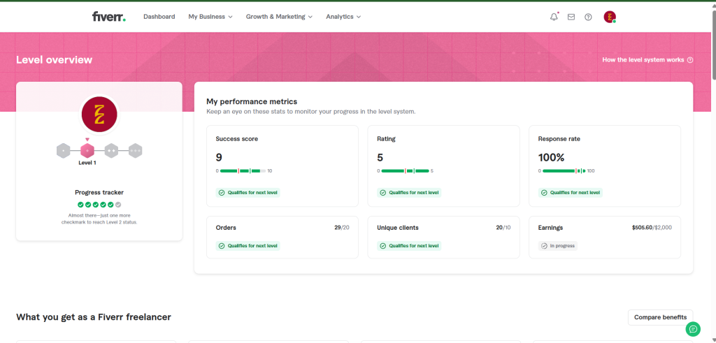 Pengalaman Saya Freelance di Fiverr Sampai Level 1